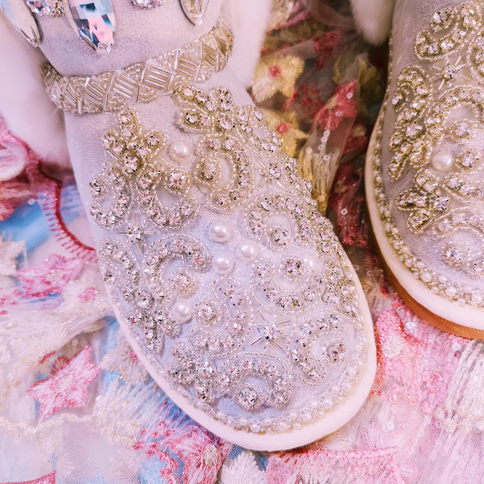 Gema De Mujer 2018 Rhinestone 34 Blanco 40 Botas Uno Pesada Europeo Caliente Invierno Zorro Embarcación Piel 41 Gran Nieve Lujo Tamaño Yd6xn0