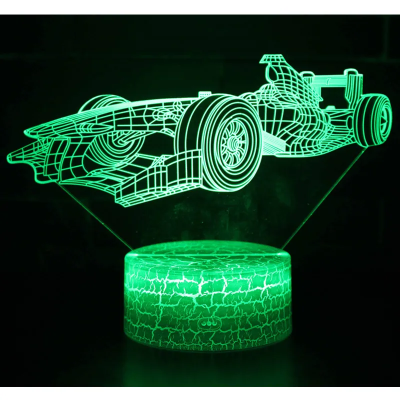 Крутая супер Автомобильная 3D визуальная лампа светится в темноте гоночный