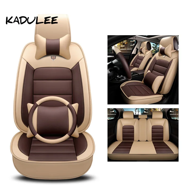 KADULEE Роскошный кожаный чехол для автокресла acura mdx rdx zdx jaguar f-pace xf xj xjl x351 2009 2008 2007 2006 автомобильные аксессуары - Название цвета: beige with brown VTI