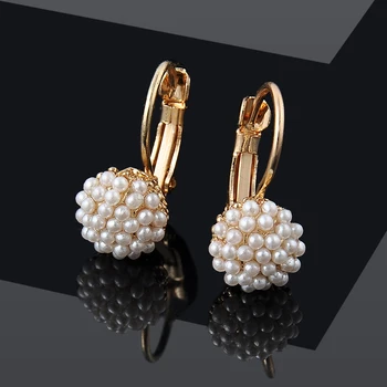 1 paire 2019 nouveau mode bijoux femmes dame élégante perle perles oreille boucles d'oreilles pour les femmes de mariage bijoux
