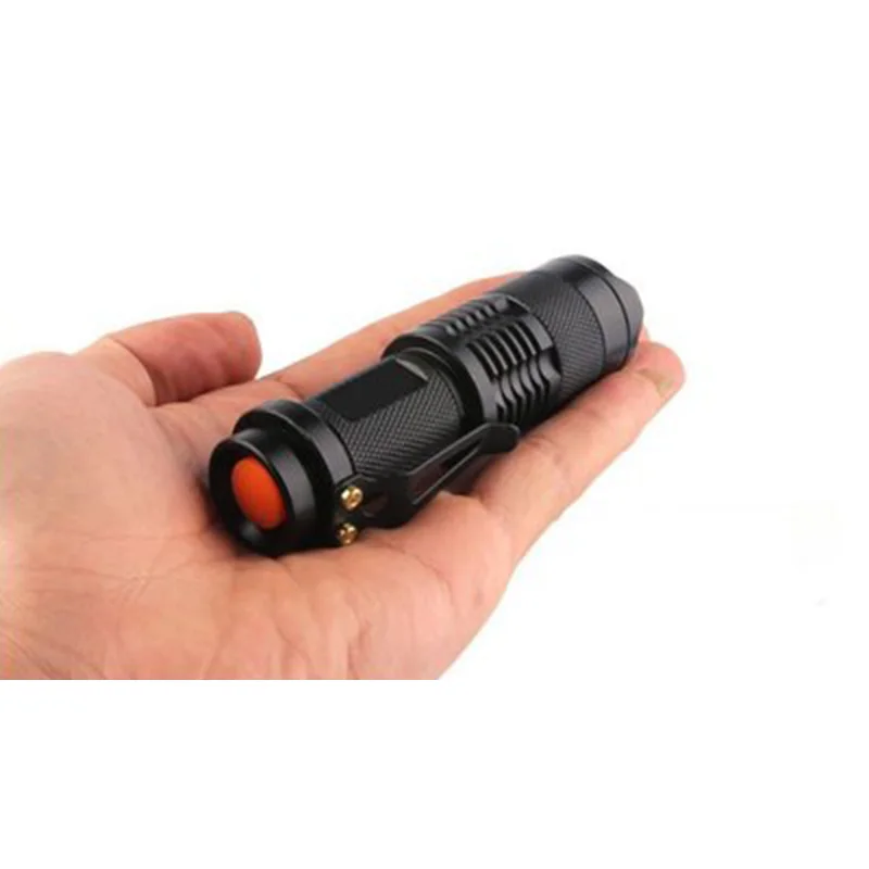 Открытый портативный мини-ручка светильник светодиодный зум вспышка светильник Фонарь карманный светильник водонепроницаемый фонарь AA батарея мощный светодиодный для охоты - Цвет: Black 3 Mode