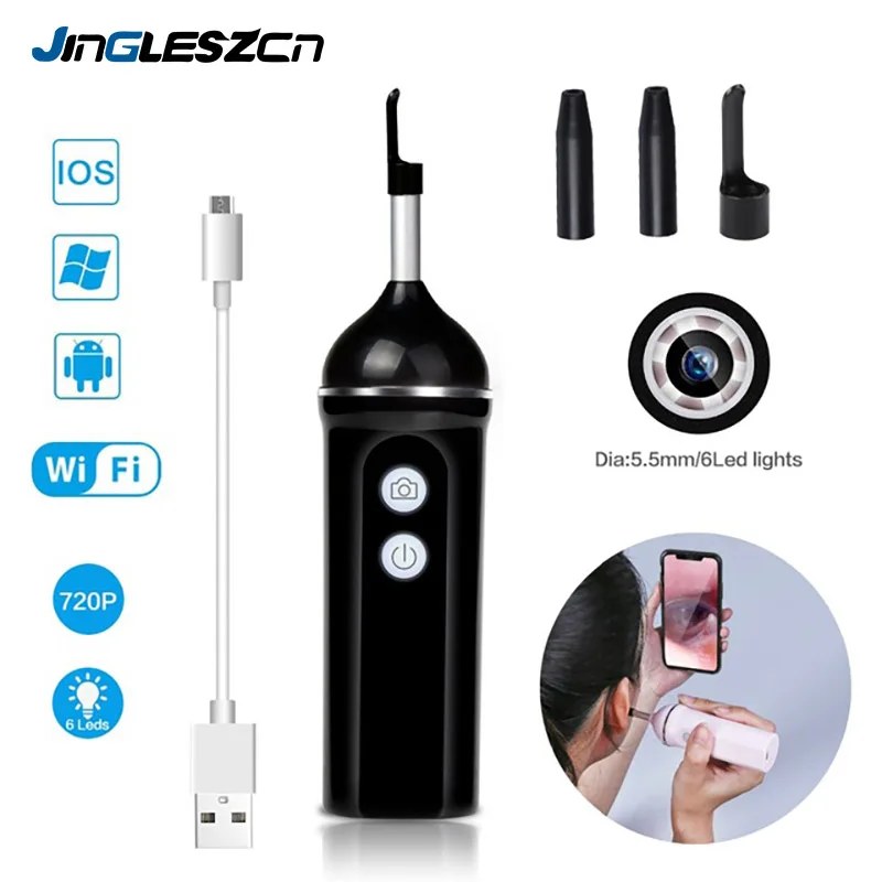 Wi-Fi ухо Чистка эндоскоп мини ухо эндоскоп камера 1.0Mp 720P HD беспроводной ухо Сфера Earwax чистящий инструмент для iphone IOS