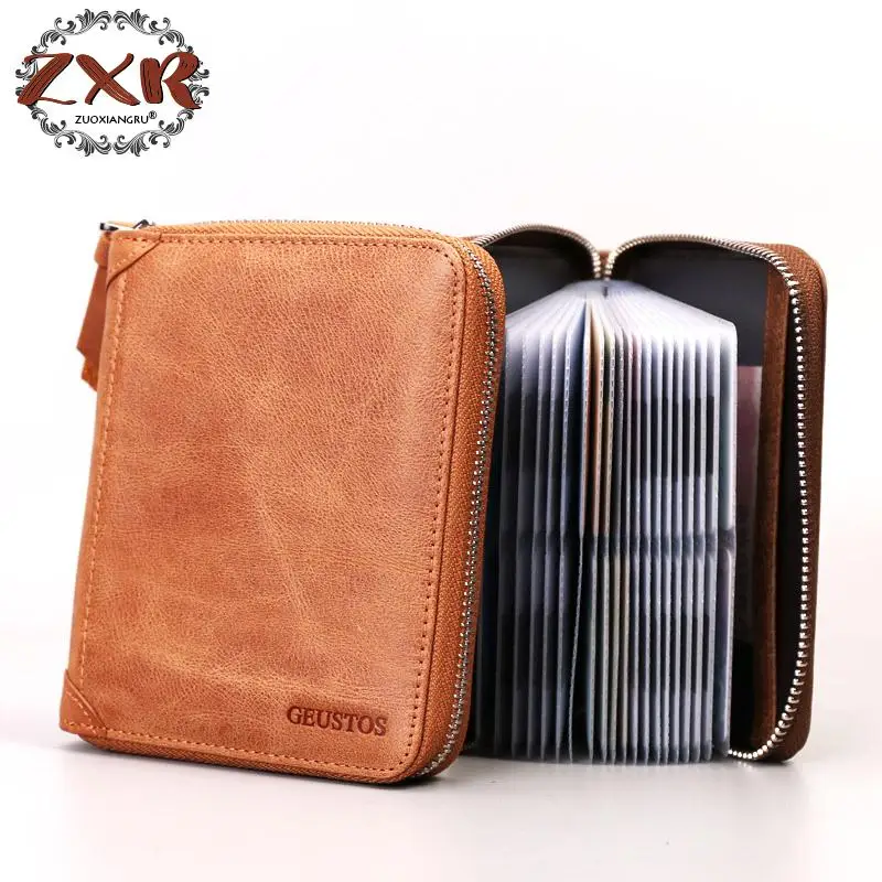 

Newest Vintage Women Men Genuine Leather Credit Card holder Retro Unisex Lady New Wallet Business Card & ID Holders Package Bag