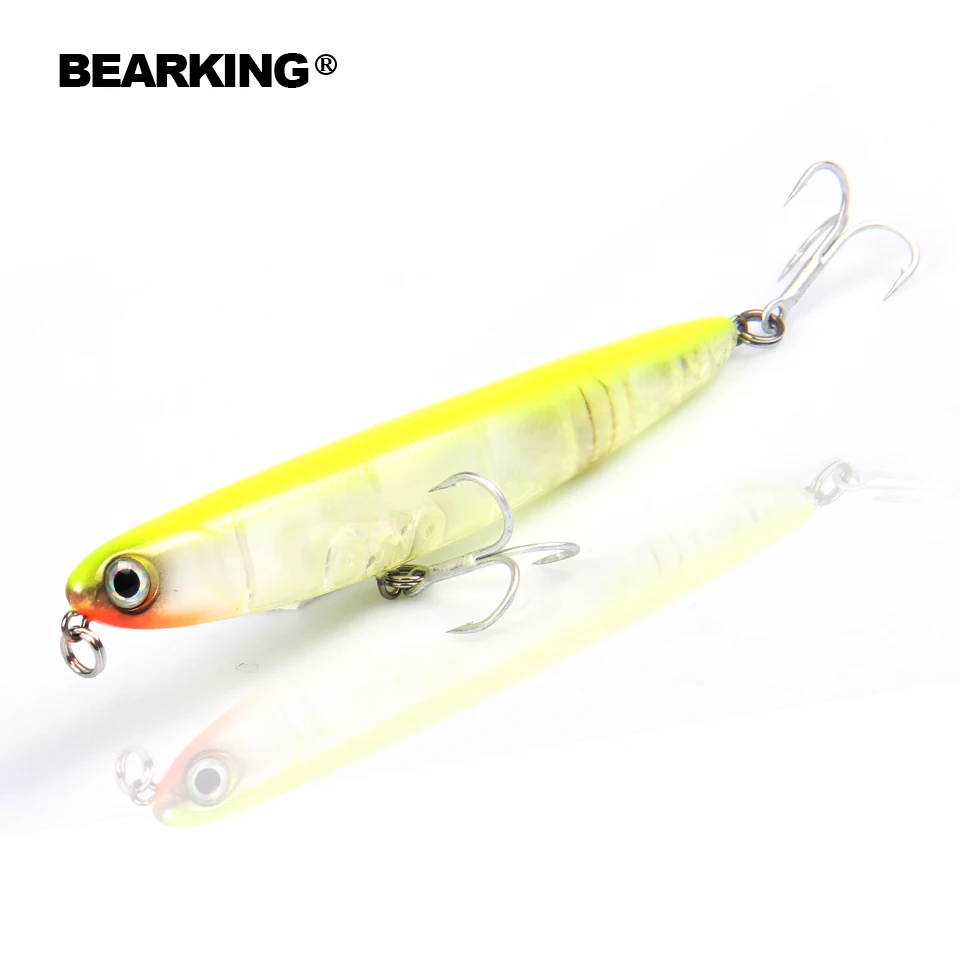 Bearking professional fishing lures,110mm 13g top water pencilbait,walkdog action ,6colors for choose,fishing tackle hard bait