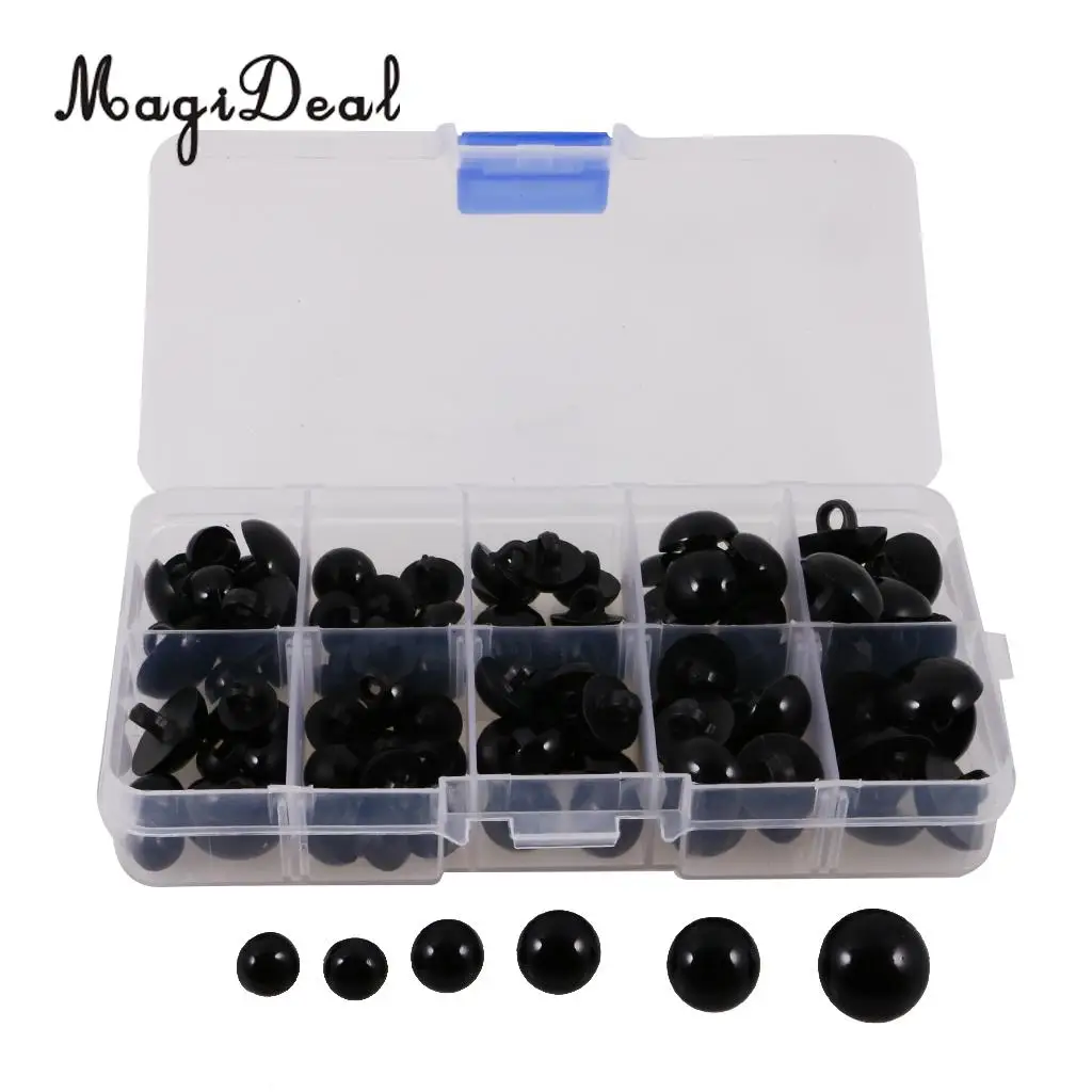 MagiDeal 100Pcs Black Mushroom Sewing Buttons for Clothes Headdress Doll Eyes Nose Card Making Craft Decorative Buttons 9-15mm
