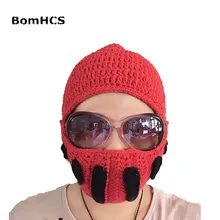 BomHCS крутая забавная джазовая шапочка с маской вязаные зимние теплые шапки ручной работы подарочные уличные унисекс
