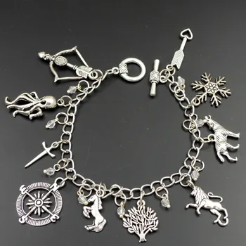 Inspirational tv Game of throne charm bracelet winter is coming wolf snowflake lion horse compass BF0178