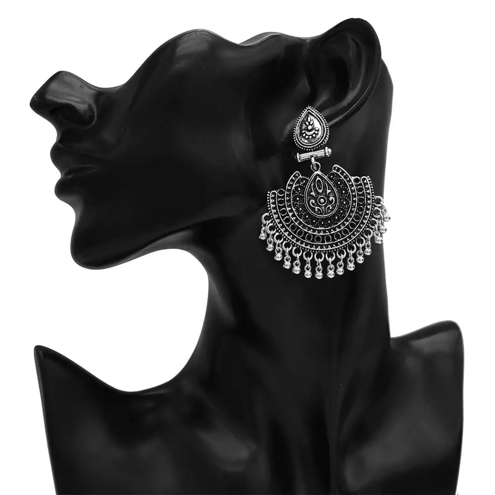

Brinco Earings Antique Indian Jhumki Jhumka Dangle Earrings Ethic Tribal Jewelry Middle East Retro National Style Bell Statement