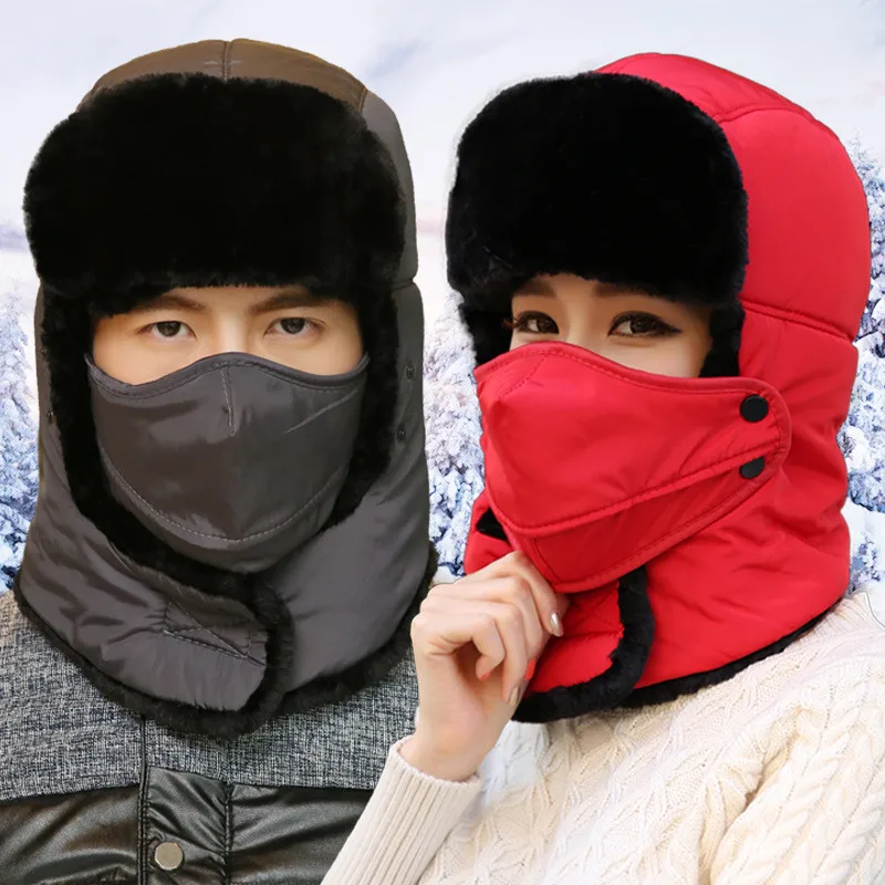 

Winter Windproof Thick Balaclava Warm Hat Winter Snow Outdoor Large Women Men Cap Face Mask Earmuffs Full Cover Dursable Cap