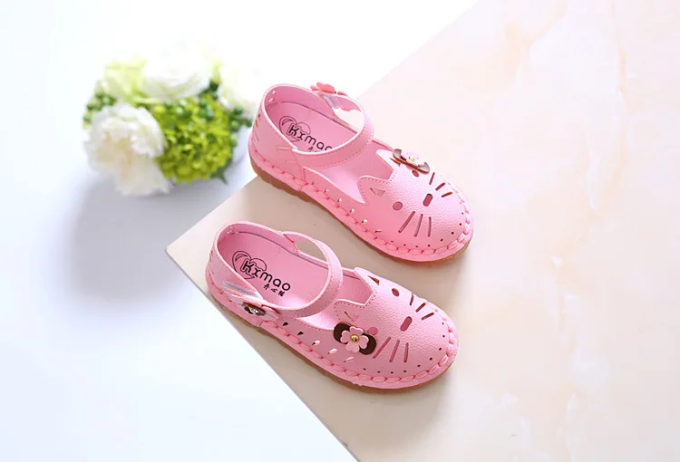 Kalupao 2018 Spring Summer Fashion Hollow Kids Girls Princess Shoes Children'S Single Shoes Cute Cat Cow Muscle Flat Sandals (17)