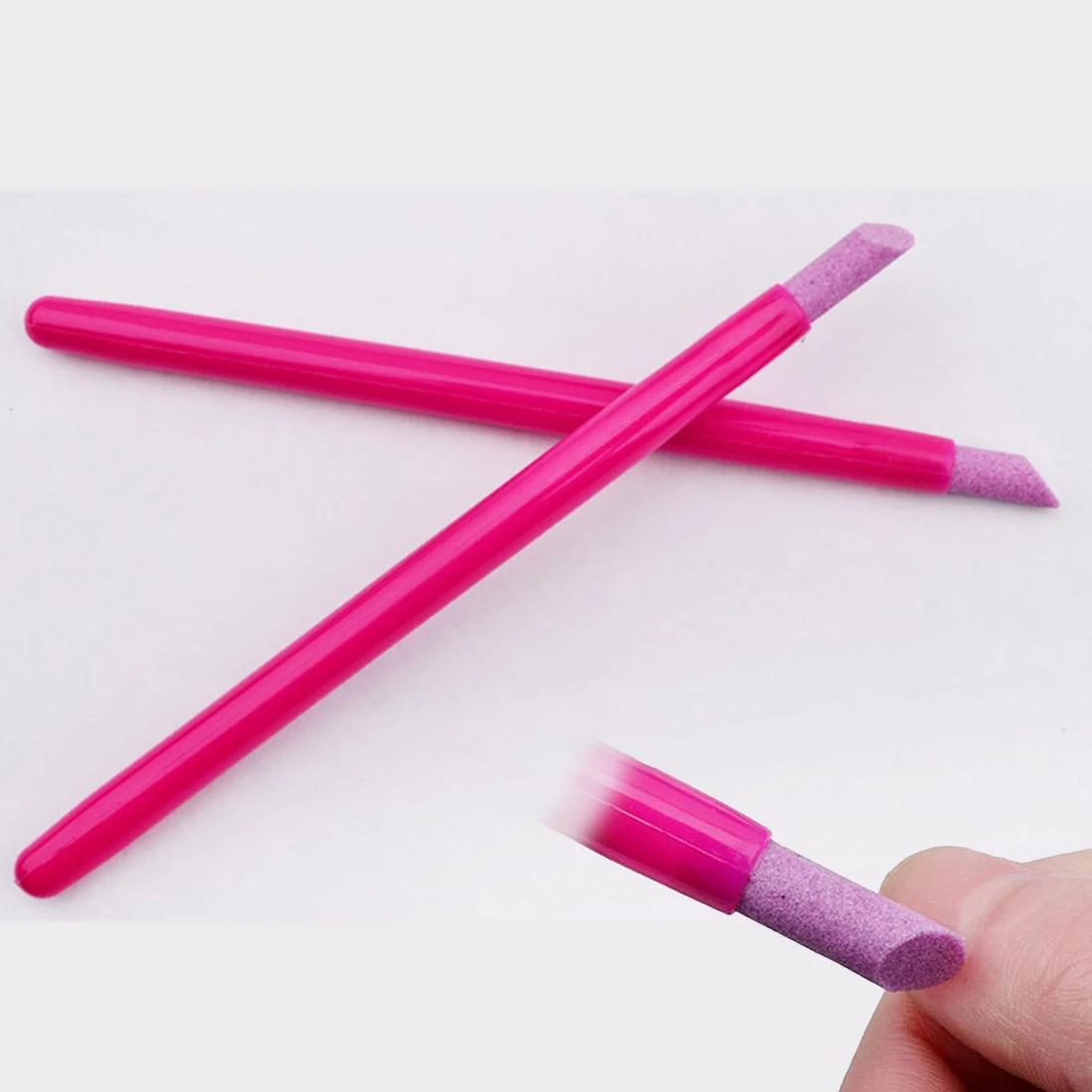 Stone Cuticle Stick Pen Rose Red Handle Purple Quartz Head Nail Art