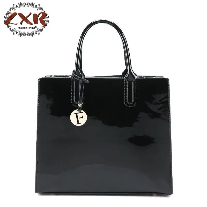 

Black Red Patent Leather Tote Bag Handbags Women Famous Brands Ladies Lacquered Bag Chic Handbag For Women Shoulder Bag