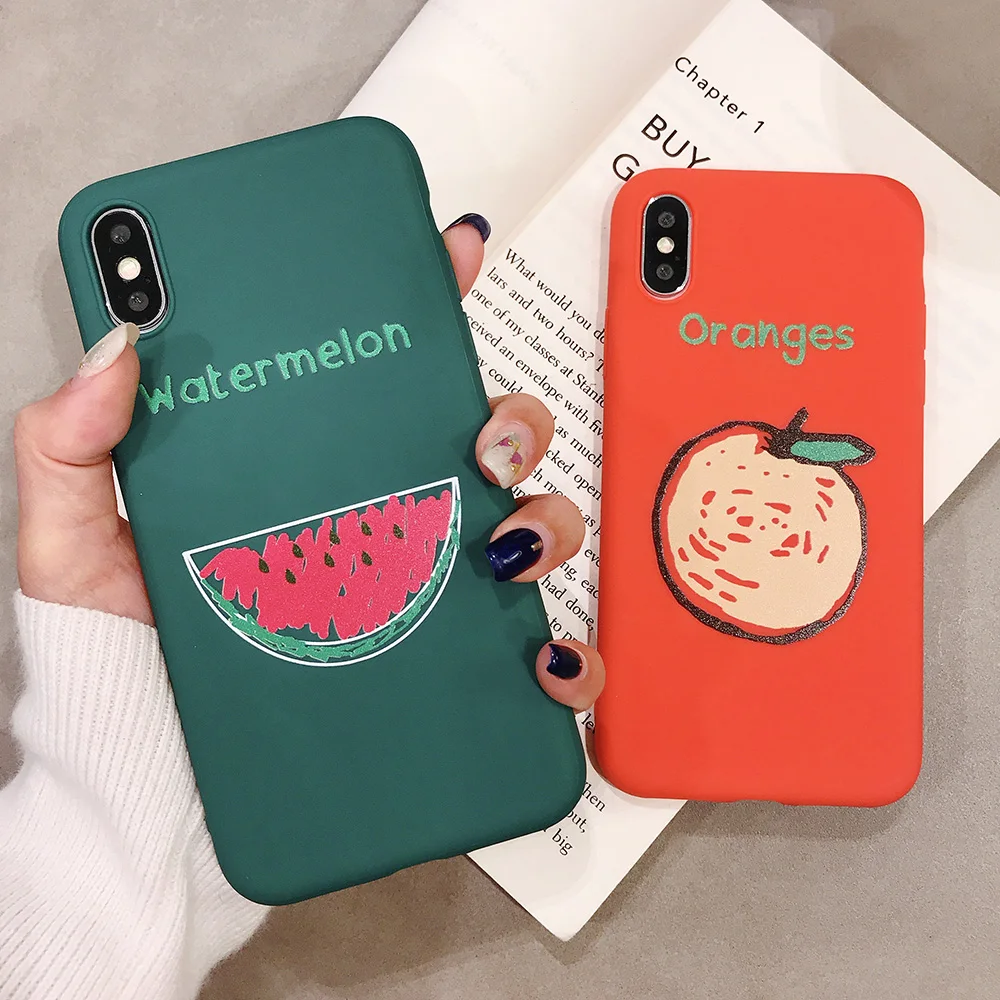 KIPX1090_2_JONSNOW Phone Case for iPhone XR XS Max 6S 7 8 Plus Embossed Fruit Style Lemon Watermelon Strawberry Patterns Soft Silicone Cover