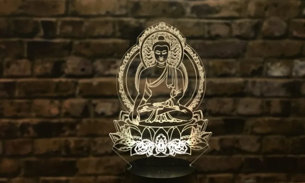 Sakyamuni Будда 3D иллюзия Лампа Usb Сенсорный пульт Bluetooth динамик светодиодный ночник красочный Настольный светильник