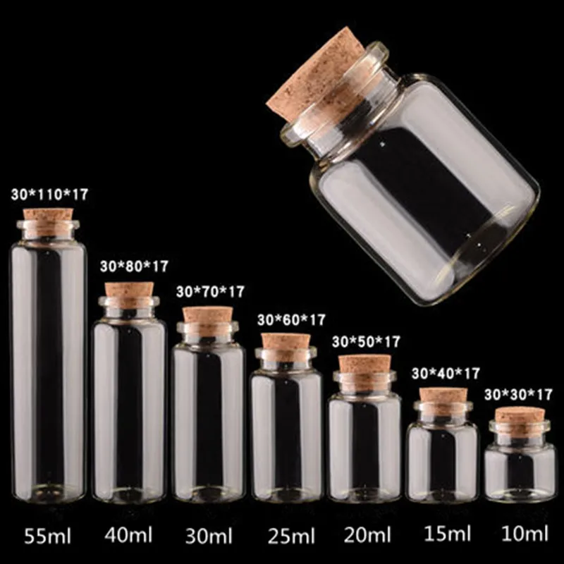 

10ml 15ml 20ml 25ml Cork Stopper Bottle Glass Wishing Bottle Creative Gifts DIY Vial Tubular Essential Oil Vial Drift Vial 40ml