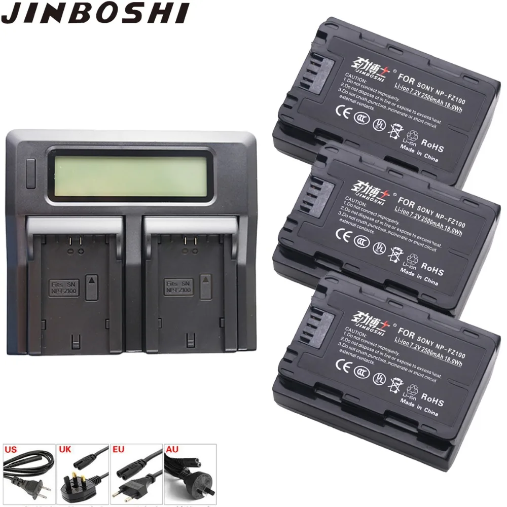 

3PC NP FZ100 Battery + LCD Quick Charger for Sony BC-QZ1 Alpha 9, A7RIII, ILCE-7RM3 for Sony A9, A9R, Alpha 9s NP-FZ100 Camera