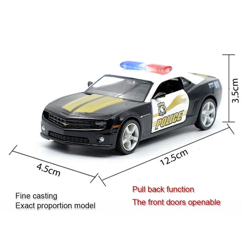 RMZ CITY 1:36 Chevrolet Camaro Police Toy Car Sports Car Alloy Diecast Car Model Toy With Pull Back For Kids Gifts Toy Collect