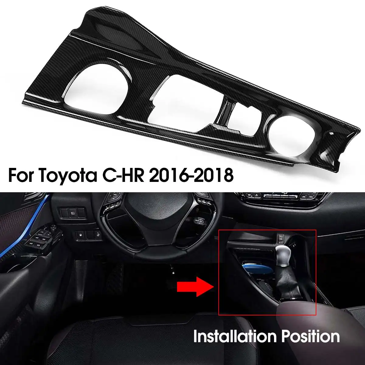 Carbon Fiber Style Console Gear Shift font b Box b font Lever Panel Cover Trim for