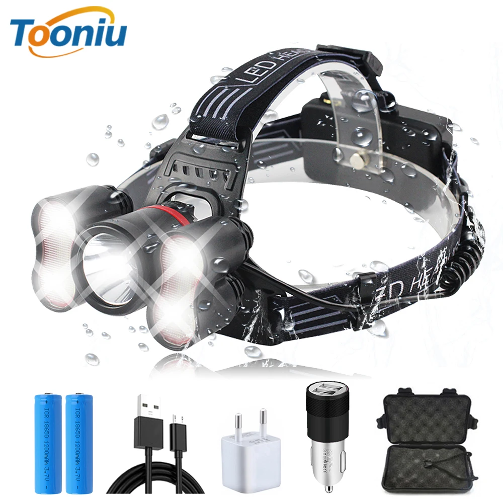 

Waterproof LED Headlamp Automatic Dimming Cob Headlight 4 Lighting Modes 1xT6 LED+ 40x2835 LED By 2x18650 Battery For camping