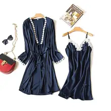 Для женщин костюм-двойка свободный комплект для девочек повседневные ночные рубашки сексуальный район из 2 предметов, одежда для сна, халат кимоно невесты или подружки невесты, свадебная одежда, платье