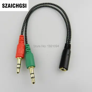 

SZAICHGSI Nylon 3.5mm Jack male to Microphone earphone female Extension Aux Audio Splitter Cable Y Splitter for iPhone5 500pcs