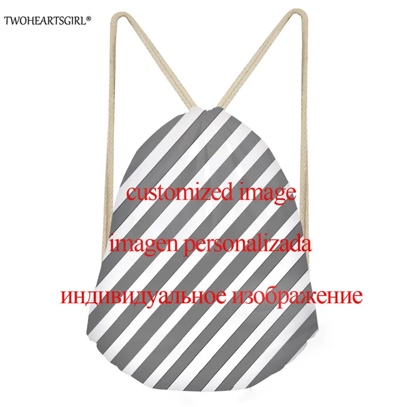

Twoheartsgirl Women Drawstring Bags Custom Logo/Image Pouch Backpack Gym Sack Mochila Knapsack Male Sport Daily Ball Shoes Bag