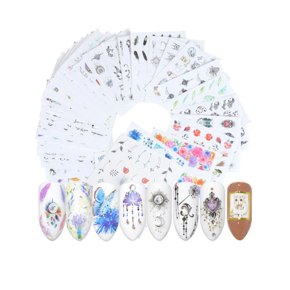 2019 Новый 24/40 листов с ногтей наклейки экологические Nail Art Наклейки полное украшение для ногтей DIY ногтей кончиком инструменты