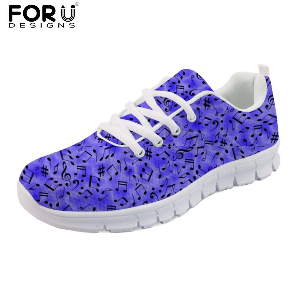

FORUDESIGNS Shoes Woman Fashion Ladies Casual Sneakers NEW 3D Music Note Print Women's Comfortable Lace-up Shoes for Female 2018