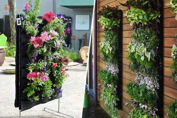Four pockets vertical wall flowerpot garden decoration DIY  