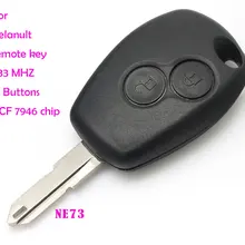 Ключ Авто 2 кнопки relanult дистанционный ключ для автомобиля с 433 МГц PCF7946 чип NE73 лезвия автосигнализации