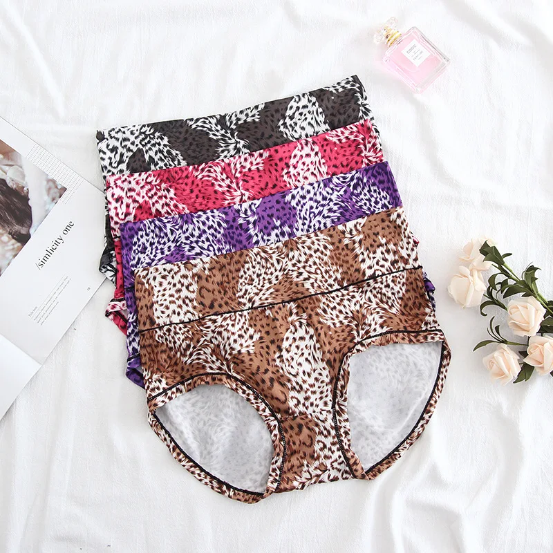 

New Hipster Leopard High Waist Women Panties Large Size Widening Waists Big Size Cute Underwear Women Briefs Plus Size Female