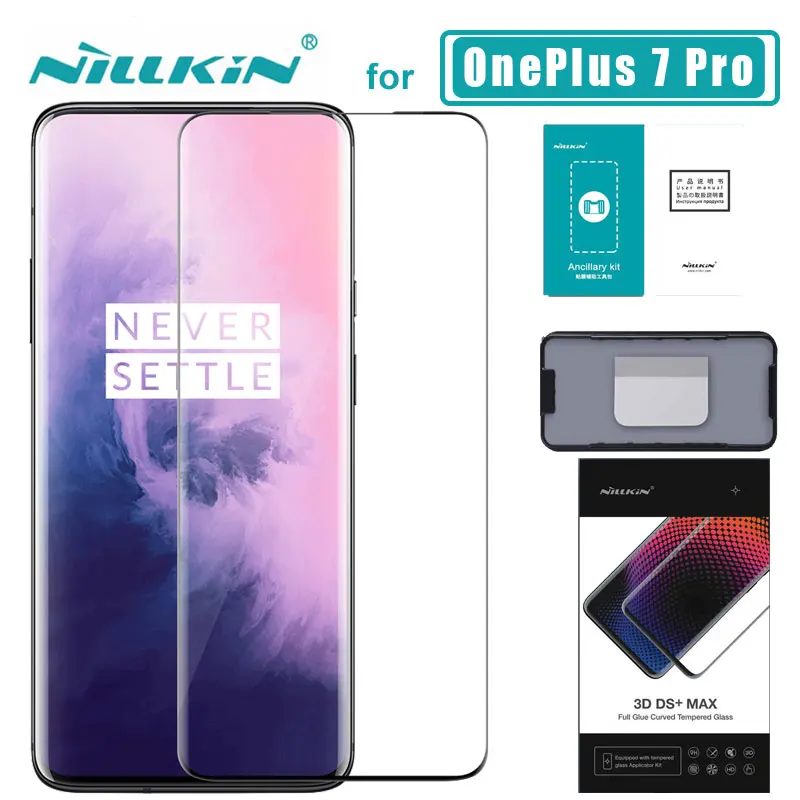 Дешево 1 + 7 pro 3D DS + Max полное покрытие для OnePlus 7 Pro стекло закаленное стекло Защита экрана круглый край 1 + 7 pro Nilkin HD стеклянная плёнка