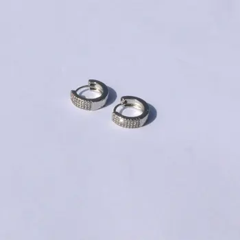 

STUNNING 18 kt White Gold GF INSIDE OUTSIDE CZ Charming Crystals 15mm Earrings Women Jewelry Gift