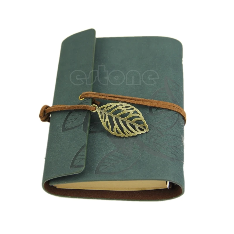 

Vintage PU Leather Cover Loose Leaf Blank Notebook Journal Diary Travel String