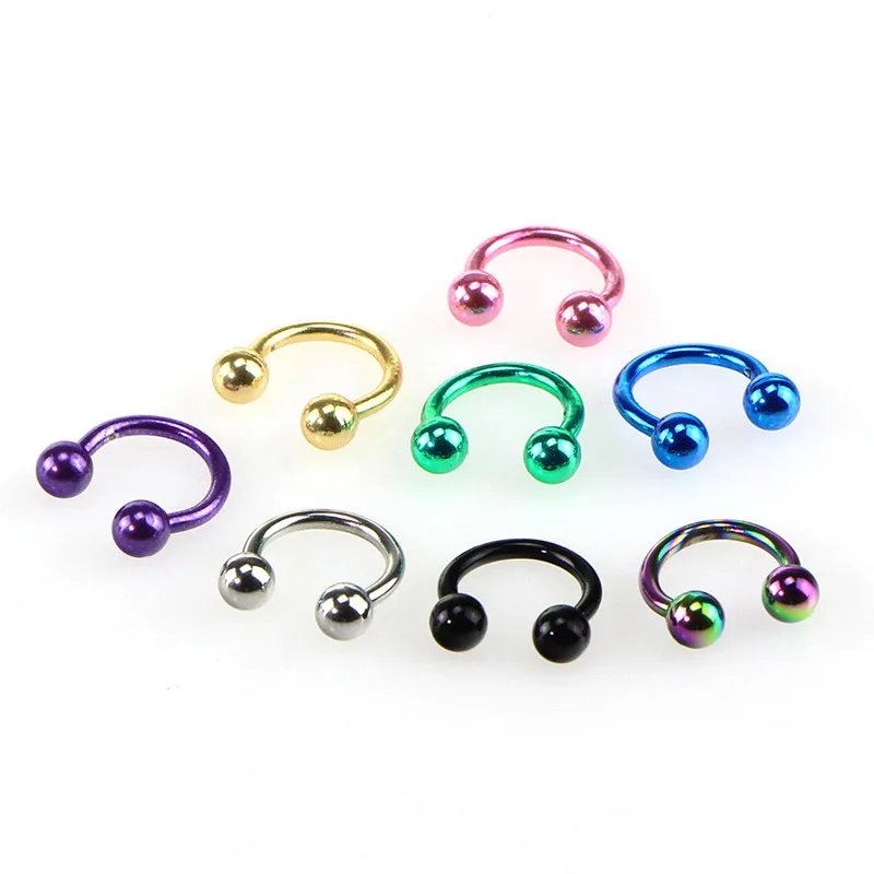 

8 Pcs Colorful Steel Horseshoe Nose Septum Rings Ear Rings Body Piercing Nariz Jewelry Piercng 3 Sizes available 6 mm 8 mm 10 mm
