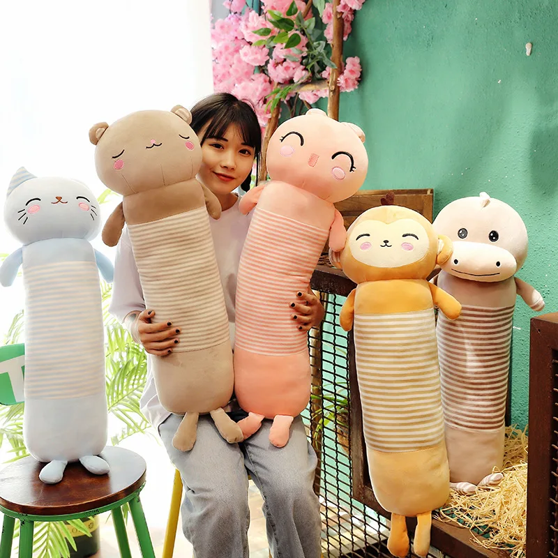 

New Cartoon INS Stuffed Animals Plush Toy Pillow Doll Monkey Rabbit Cat Hippo Fox Cute Sleeping Pillow Children Birthday Gifts