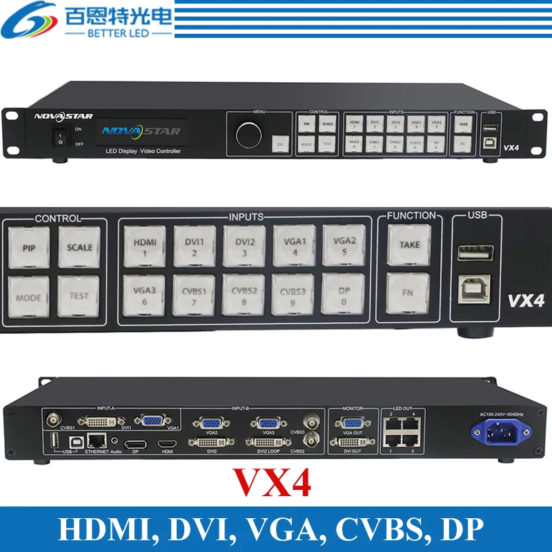 Star VX4 все-в-1 светодиодный контроллер видео HDMI Quad СВЕТОДИОДНЫЙ Прокат стены Экран HD внешний преобразователь формата видеопроцессора