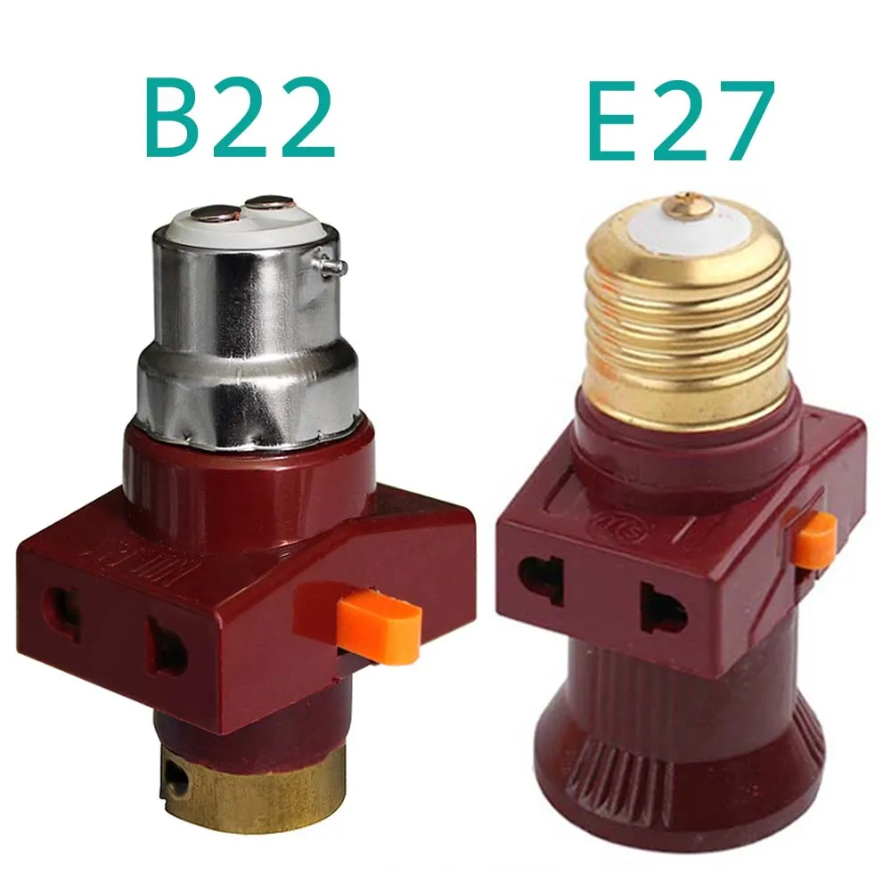 1 шт. Универсальный патрон с двумя штекерами E27/B22 с переключателем для конвертации винтовой патрон для лампы 250 В 6A поддержка 600-700 Вт