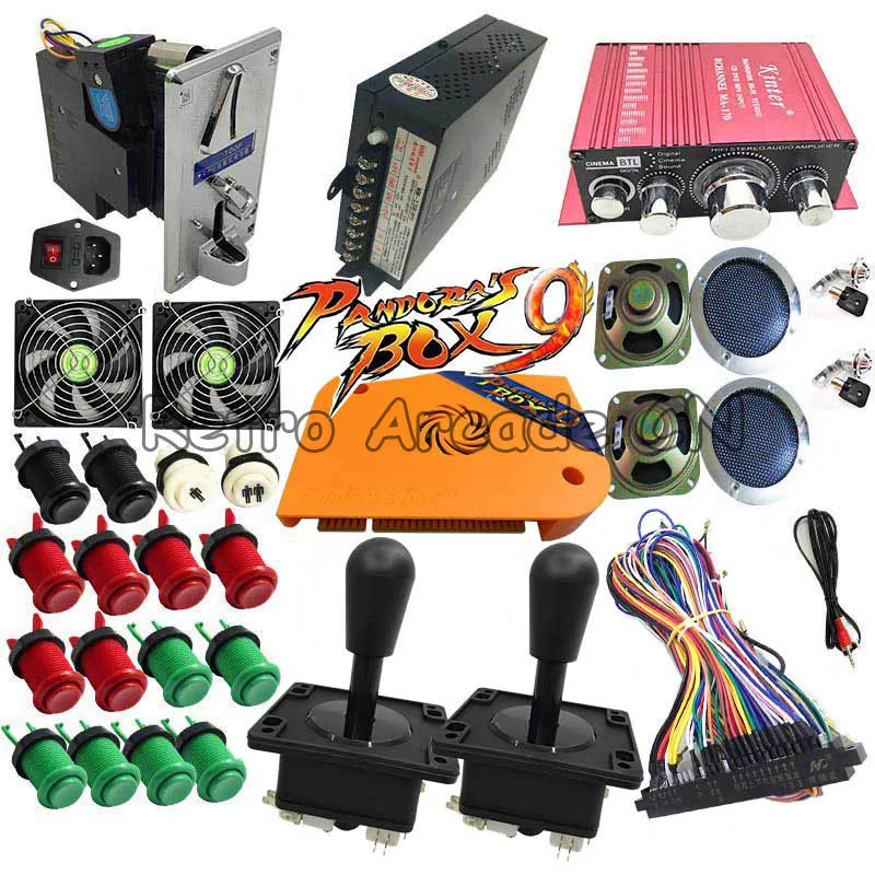 DIY American style Arcade game machine with Pandora box 9 PCB 1500 in 1 Happ button and joystick jamma harness HDMI VGA full kit