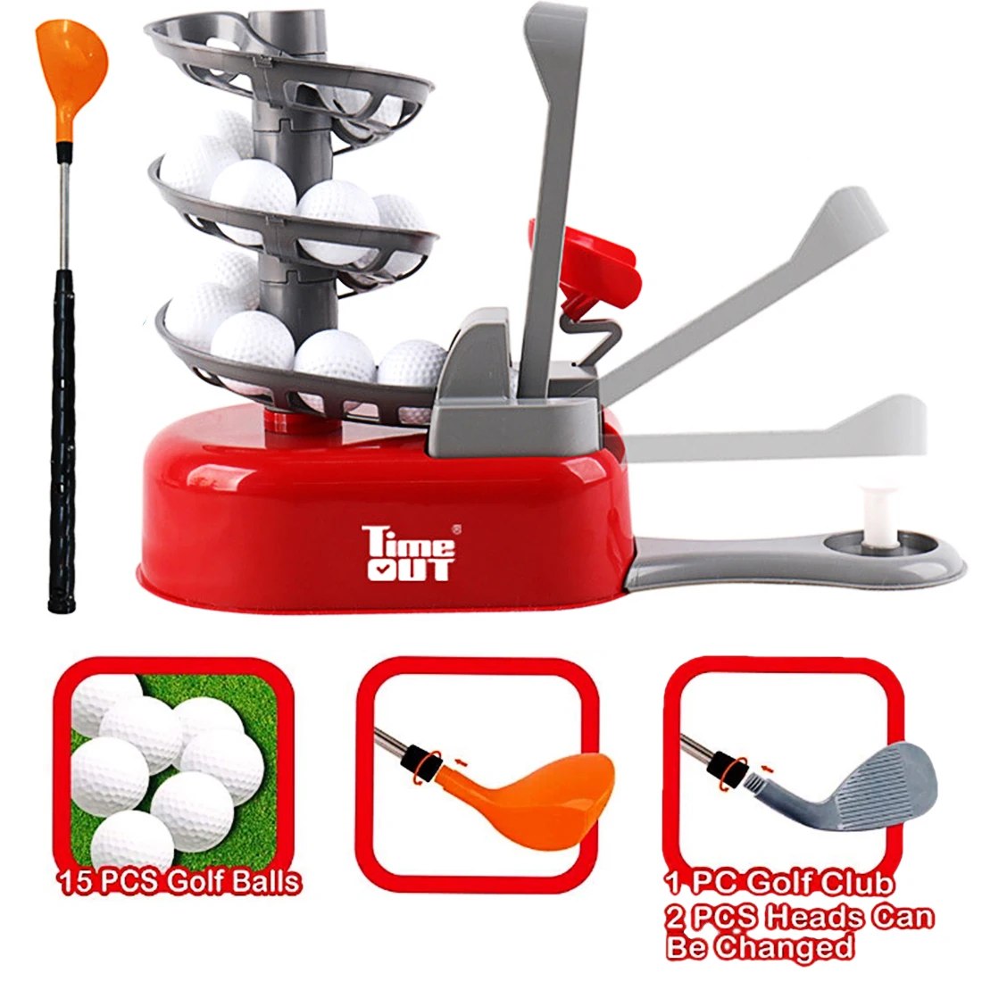 

QC101 Golf Practice Trainer Machine Outdoor Toys For Children - Red/Yellow