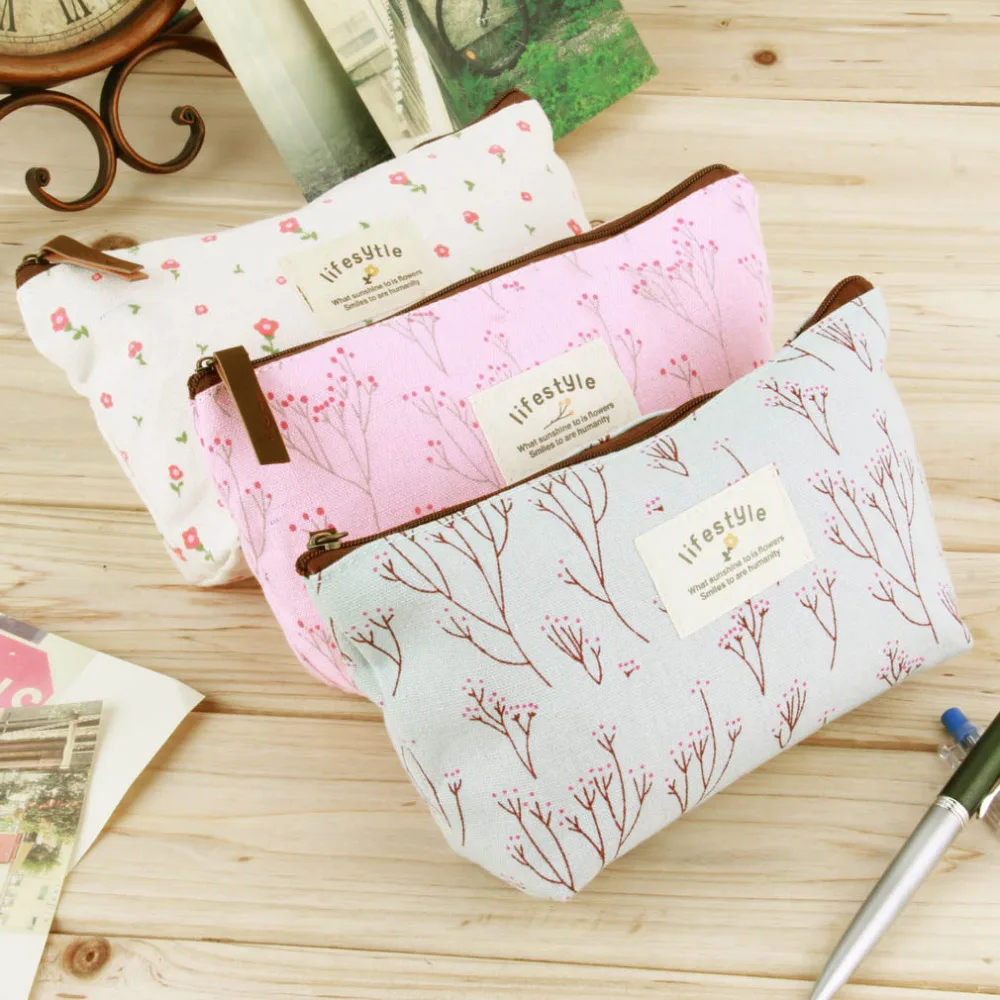 

Newest Vintage Flower Floral Pencil Pen Cosmetic Makeup/Gadget Storage bag Case Purse Multi Functional Travel Organizer Handbag
