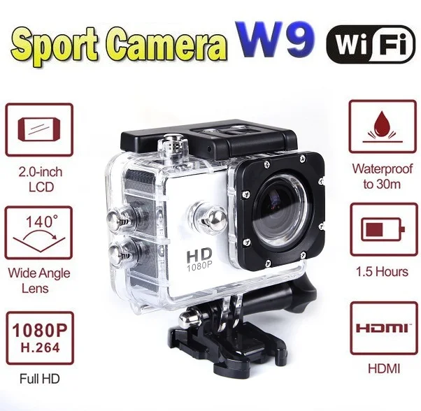 Hot! New W9 Style WIFI Action Camera 2.0"LCD Full HD 1080P Camcorder