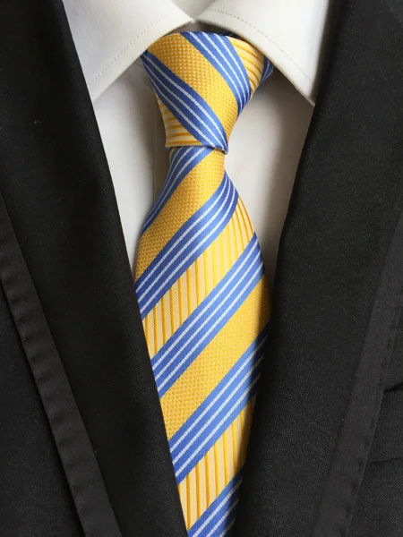 

8cm Gentlemen Formal Tie Yellow with Blue Diagonal Stripes Traditional Necktie