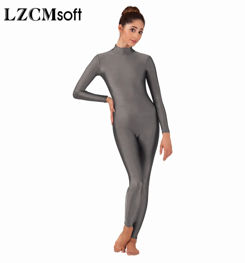 LZCMsoft, Женское боди с длинным рукавом и воротником, костюм для балета, костюм для взрослых, лайкра, спандекс, танцевальный костюм, костюмы для шоу