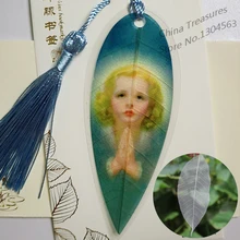 1 шт., Закладка с натуральными листьями, закладки, маркеры для книг, подарок для учителя, христианский Ангел на книге, отметка, школьные офисные принадлежности, канцелярские принадлежности