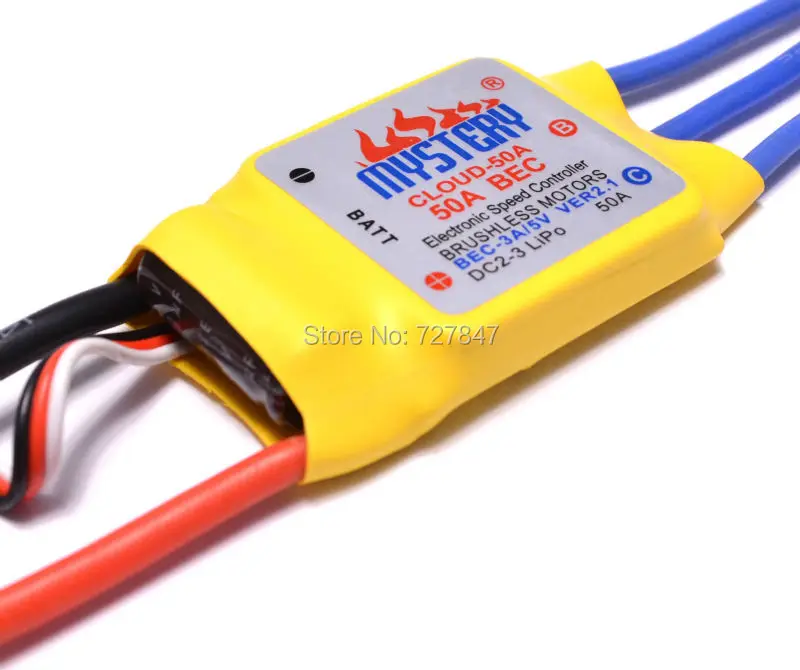

Mystery 50A Brushless ESC Multi- Copter BEC RC Speed Controller Motor for Airplane Helicopter