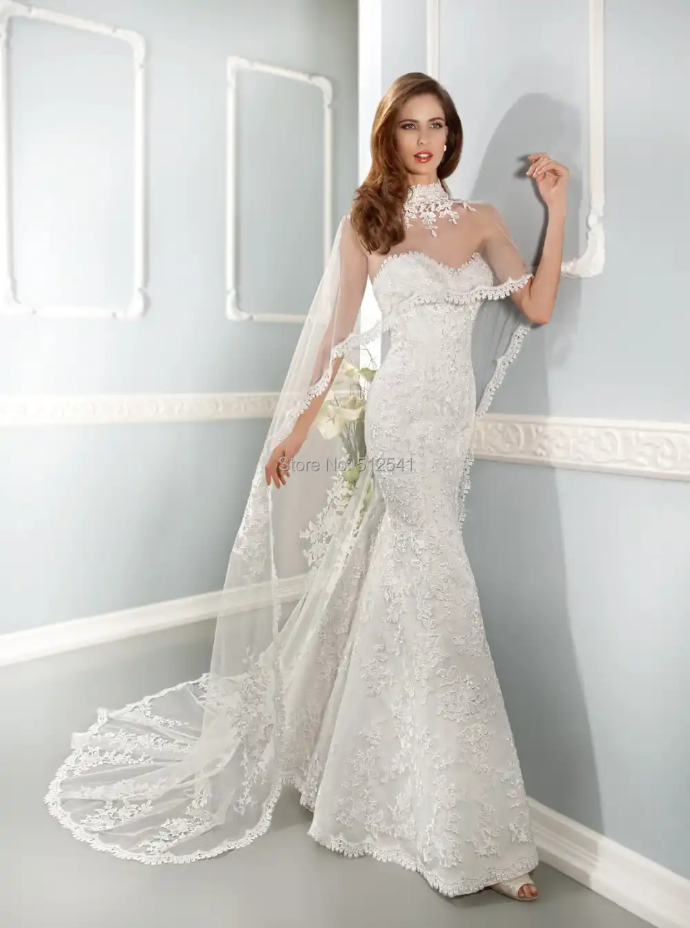 wedding gown with shawl