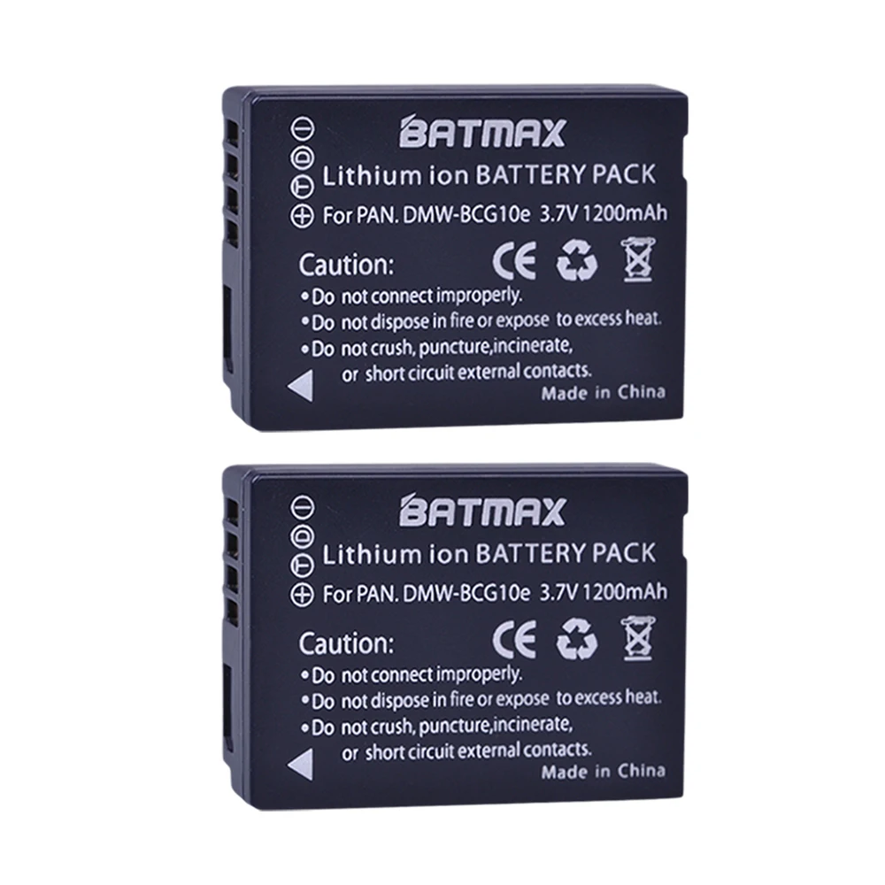Batteria Batmax 2Pcs Dmw-Bcg10 Bcg10 Bcg10E Per Panasonic Lumix Dmc-3D1 Dmc-Tz7 Dmc-Tz8 Dmc-Tz10 Dmc-Tz18