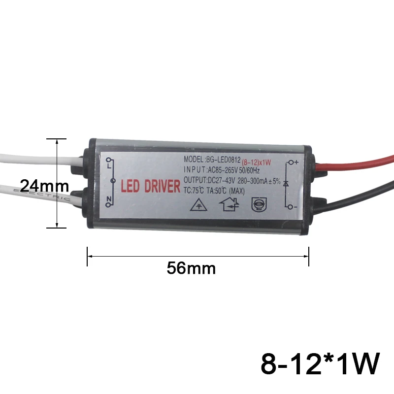 1-12W IP65 Waterproof LED Light Driver AC85-265V DC3-43V LED Transformer Power Supply Adapter for Outdoor Led Lamp/Chips - Цвет: 8-12x1W