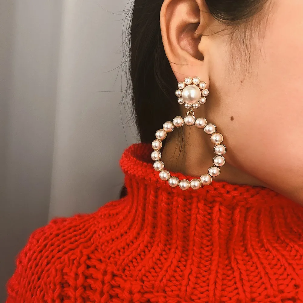 

Elegant Vintage Earrings for women gold color Circular big earrings 2019 fashion jewellery statement earings trendy jewelry